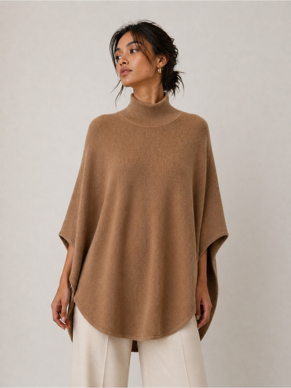 Cos Wool Alpaca Turtleneck Knit Oversized Poncho